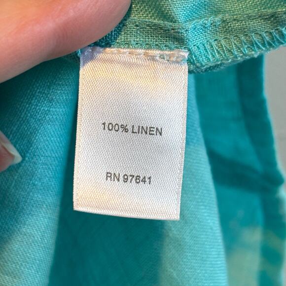 J. Jill Love Linen Turquoise Sleeveless Button Down Tunic Top - size XS - Picture 6 of 7